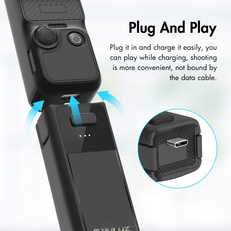 Cargue la imagen en el visor de la galería, DJI Osmo Pocket 3 PULUZ High-Capacity 2800mAh Battery Grip (Black)
