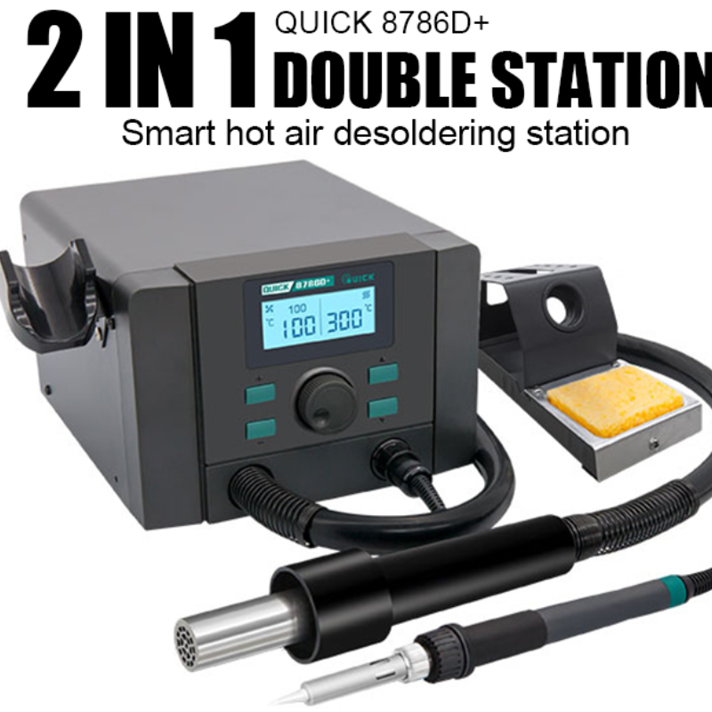 Chargez l&#39;image dans la visionneuse de la galerie, [8786D+] QUICK 700W High Power 2 in 1 Soldering &amp; Heating Hot Air Gun Intelligent SMD Rework Station Soldering Station - Polar Tech Australia
