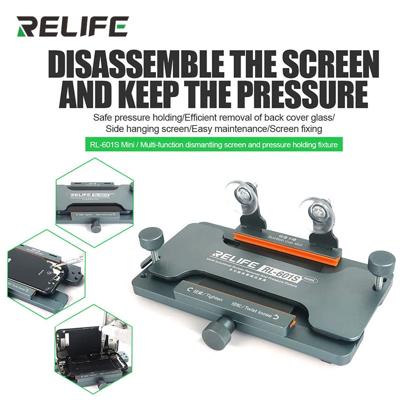 Cargue la imagen en el visor de la galería, [RL-601S Mini] RELIFE 3 in 1 Multi-function Dismantling Screen and Pressure Holding Fixture Removal Mobile Phone Back - Polar Tech Australia
