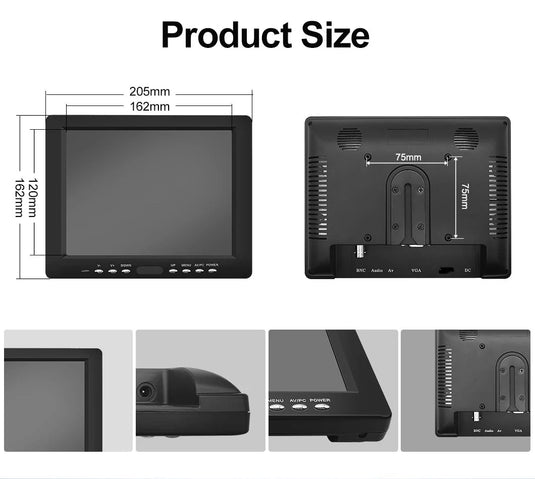 [B8005] 8 Inch 800*600 VGA AV BNC Non Touch Screen Industrial POS CCTV LCD Mini Portable Monitor - Polar Tech Australia