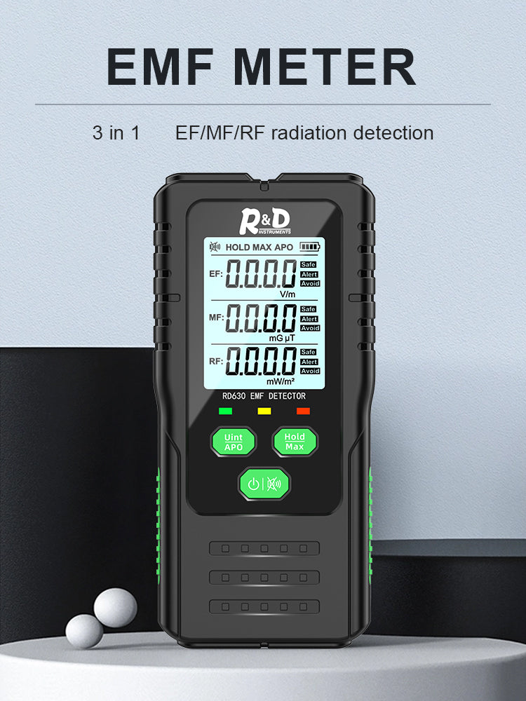 Load image into Gallery viewer, [RD630C] R&amp;D Electromagnetic Field Radiation Detector Tester EMF Meter Multifunctional Handheld Portable Radio Frequency Warn Meter
