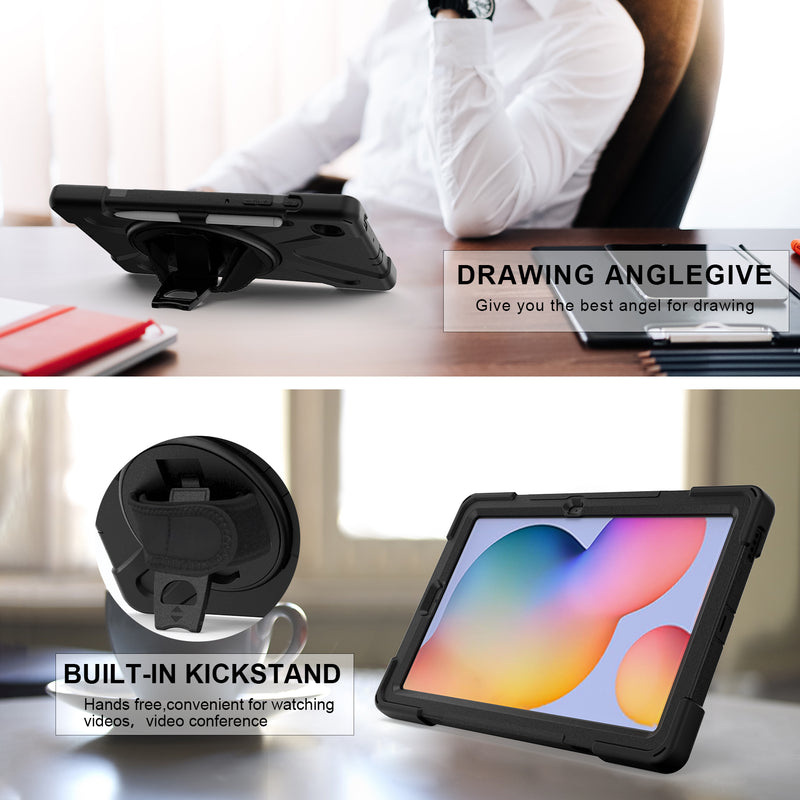 Load image into Gallery viewer, Samsung Galaxy Tab S6 Lite 10.4 2020 (P610/P613/P615/P619) Heavy Duty 360 Degree Rotate Stand Hand Strap Case - Polar Tech Australia
