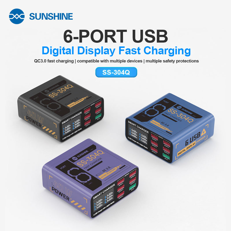 Chargez l&#39;image dans la visionneuse de la galerie, [SS-304Q] SUNSHINE 6-Port USB Fast Charger with Digital Display
