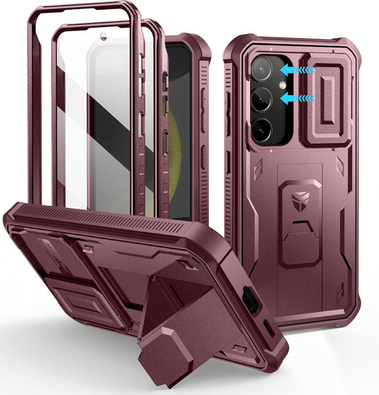 [Camera Cover & Screen Protector & Kickstand] Samsung Galaxy S24/PE/Plus/Ultra - Shockproof Rugged Case Full-Body Bumper Protective Heavy Duty Case