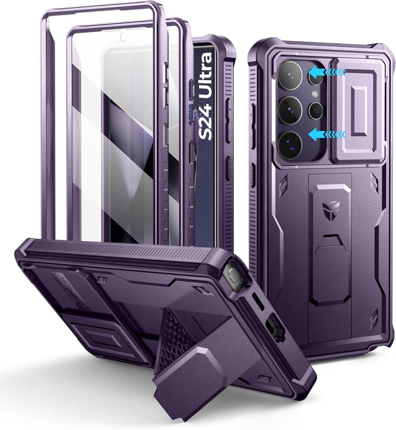 Chargez l&#39;image dans la visionneuse de la galerie, [Camera Cover &amp; Screen Protector &amp; Kickstand] Samsung Galaxy S24/PE/Plus/Ultra - Shockproof Rugged Case Full-Body Bumper Protective Heavy Duty Case
