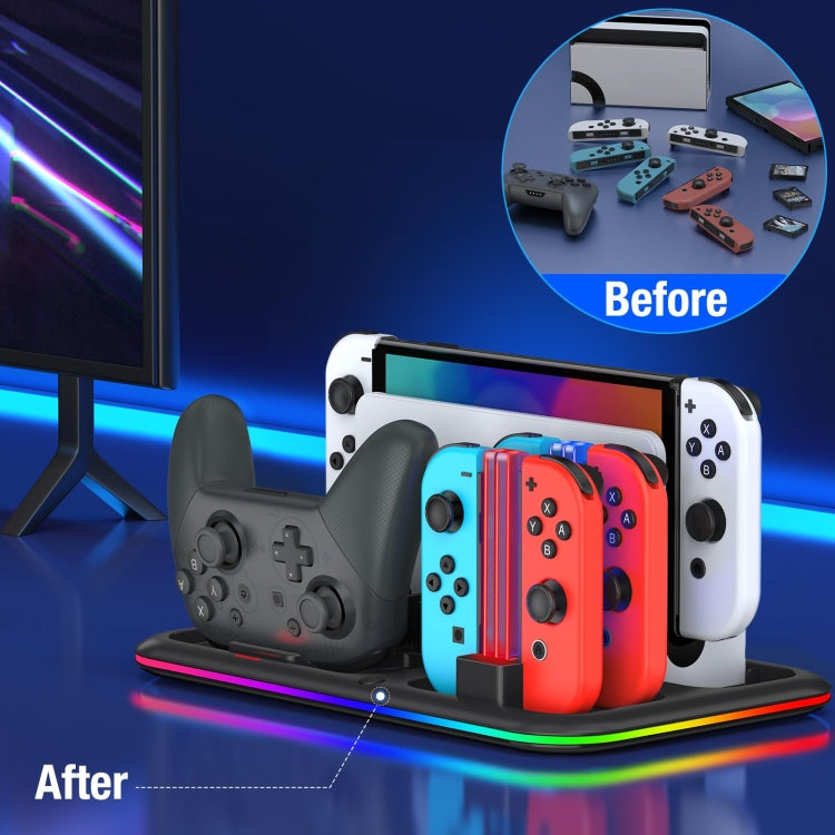 Load image into Gallery viewer, For Nintendo Switch / OLED Charging Dock Station Controller Charger with RGB Light
