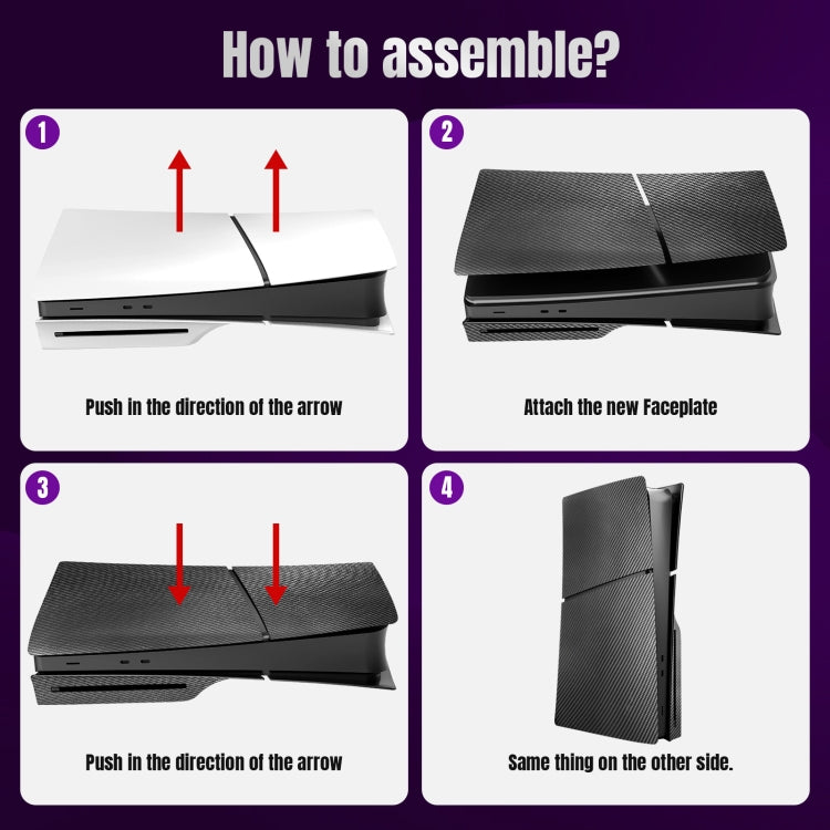 Cargue la imagen en el visor de la galería, For PS5 Slim Carbon Fiber Replacement Shell Protective Faceplate
