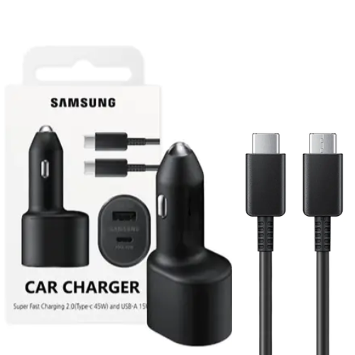 [Avec câble] Adaptateur secteur pour chargeur de voiture Samsung 60 W double port (45 W Fast PD Type-C USB-C + 15 W USB QC 3.0) 