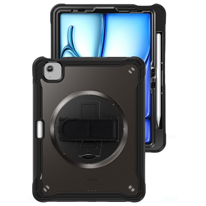 Chargez l&#39;image dans la visionneuse de la galerie, Apple iPad Air 2024 6/6th 11&#39;&#39; &amp; Pro 1/2/3/4 11&#39;&#39; &amp; iPad 4/5 Air 10.9&#39;&#39; - 360 Degree Rotate Shockproof Heavy Duty Tough Stand Case Cover With Strap &amp; Pen Holder - Polar Tech Australia
