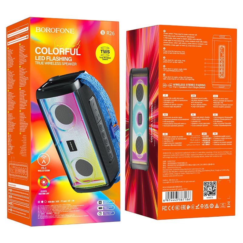 Chargez l&#39;image dans la visionneuse de la galerie, [BR26] BOROFONE Portable RGB Coloful Flashing Light Wireless Bluetooth Outdoor Sport Loudspeaker Speaker - Polar Tech Australia
