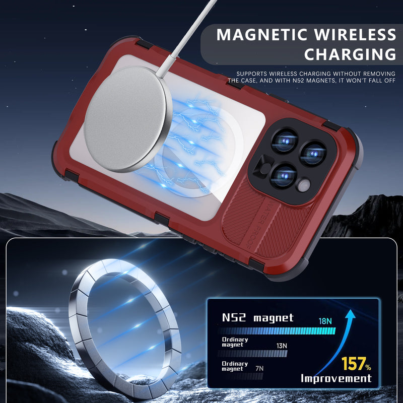 Load image into Gallery viewer, [IP68/10FT Waterproof][Magsafe Compatible] Apple iPhone 16 / 16 Plus / 16 Pro / 16 Pro Max - Redpepper M Series Metal Heavy Duty Waterproof Magnetic Silicone Phone Case With Lanyard
