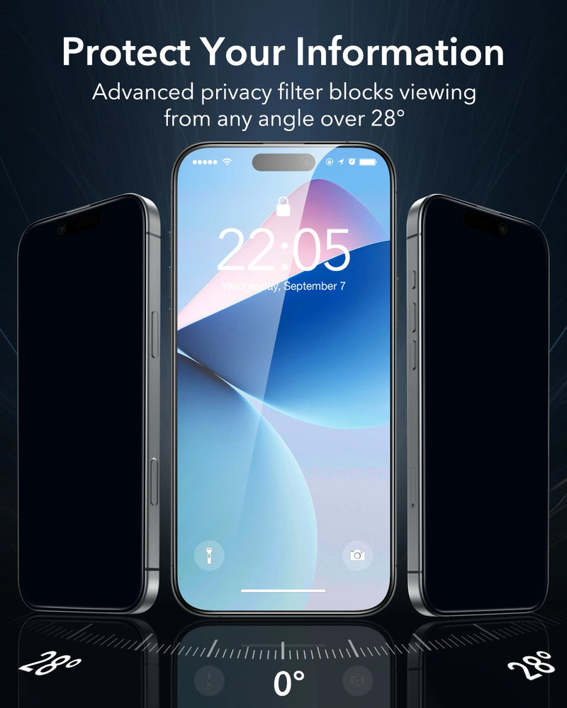 Chargez l&#39;image dans la visionneuse de la galerie, [9D Full Covered ][Privacy] iPhone 15 Plus &amp; iPhone 16 Plus - 9H Hardness Tempered Glass Screen Protector
