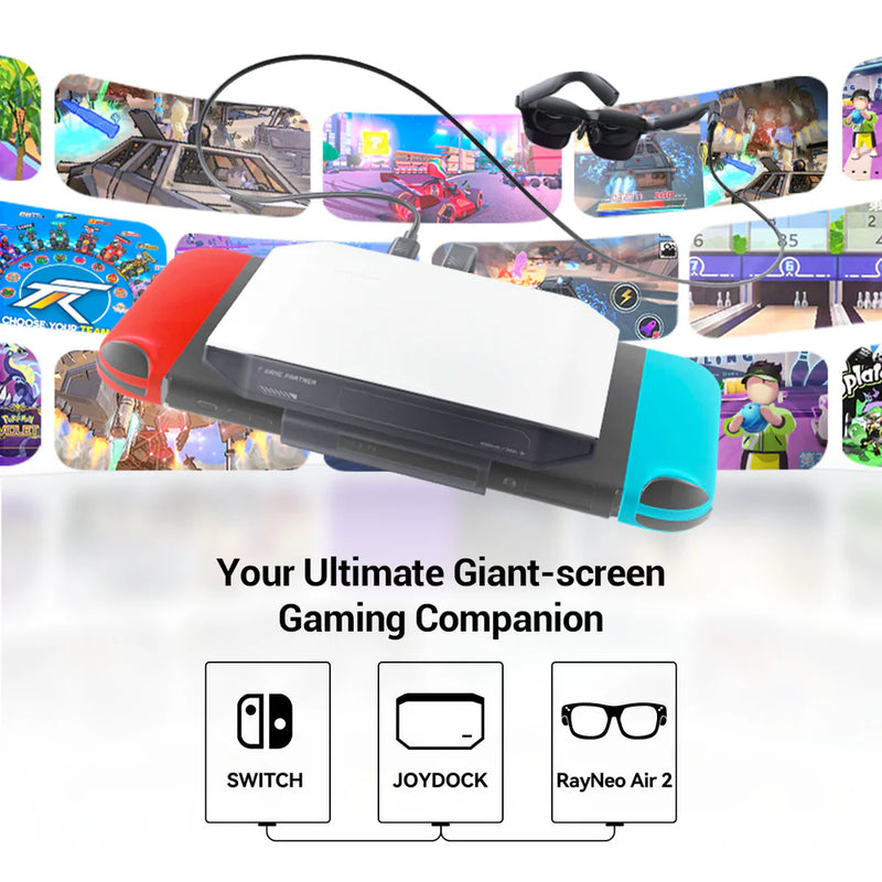 Chargez l&#39;image dans la visionneuse de la galerie, [FFalcon RayNeo AR Glass Air 3 + JoyDock] Nintendo Switch Portable Pocket 201&quot; 120Hz Miro-OLED AR VR XR Glass Wearable Monitor
