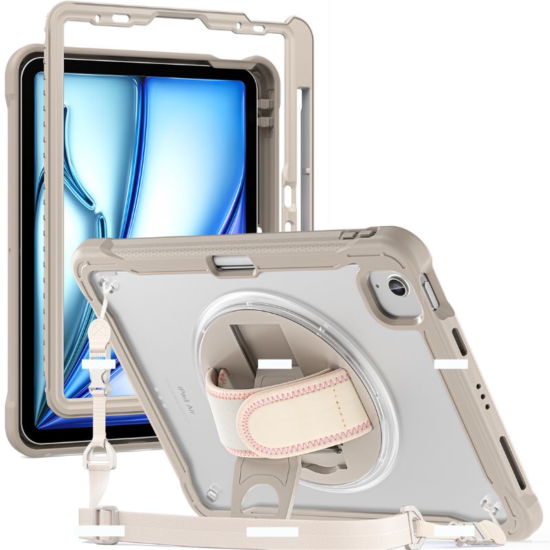 Chargez l&#39;image dans la visionneuse de la galerie, Apple iPad Air 2024 6/6th 11&#39;&#39; &amp; Pro 1/2/3/4 11&#39;&#39; &amp; iPad 4/5 Air 10.9&#39;&#39; - 360 Degree Rotate Shockproof Heavy Duty Tough Stand Case Cover With Strap &amp; Pen Holder - Polar Tech Australia
