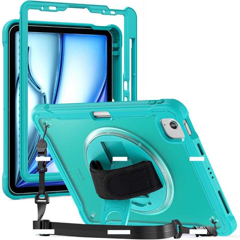 Chargez l&#39;image dans la visionneuse de la galerie, Apple iPad Air 2024 6/6th 11&#39;&#39; &amp; Pro 1/2/3/4 11&#39;&#39; &amp; iPad 4/5 Air 10.9&#39;&#39; - 360 Degree Rotate Shockproof Heavy Duty Tough Stand Case Cover With Strap &amp; Pen Holder - Polar Tech Australia
