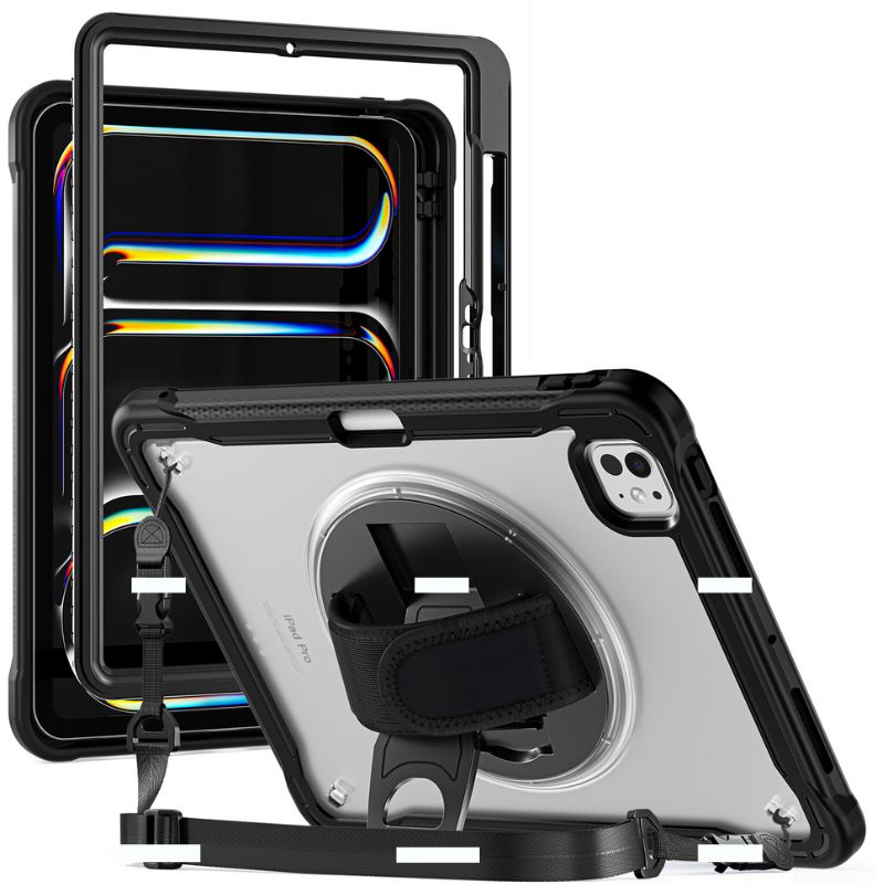 Chargez l&#39;image dans la visionneuse de la galerie, Apple iPad Pro 11&quot; (M4) 2024 5th Generation - 360 Degree Rotate Shockproof Heavy Duty Tough Stand Case Cover With Strap &amp; Pen Holder - Polar Tech Australia
