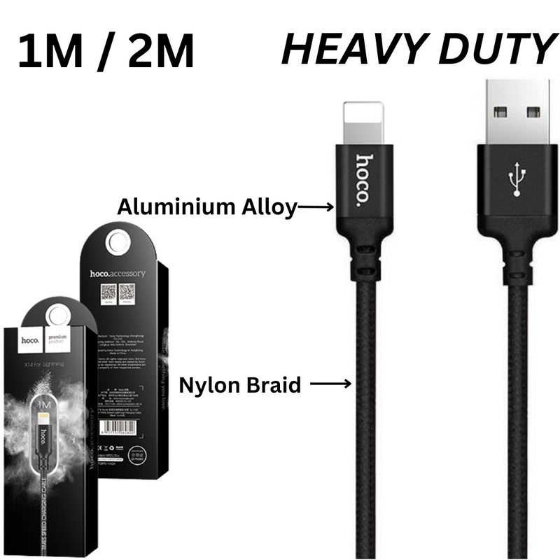 Chargez l&#39;image dans la visionneuse de la galerie, [X14][1M/2M][Heavy Duty][USB to Lightning] HOCO Times Speed Fast Charging Data Sync USB Cable - Polar Tech Australia
