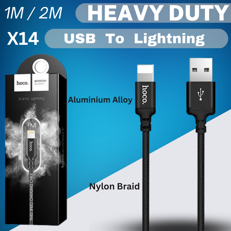 Chargez l&#39;image dans la visionneuse de la galerie, [X14][1M/2M][Heavy Duty][USB to Lightning] HOCO Times Speed Fast Charging Data Sync USB Cable - Polar Tech Australia
