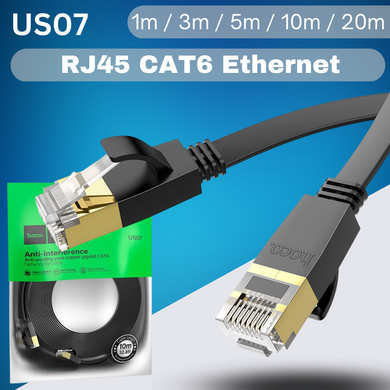 [US07][1m/3m/5m/10m/20m] HOCO Anti-bend Flat Cable Gigabit Ethernet RJ45 Cat6 Internet Cable - Polar Tech Australia