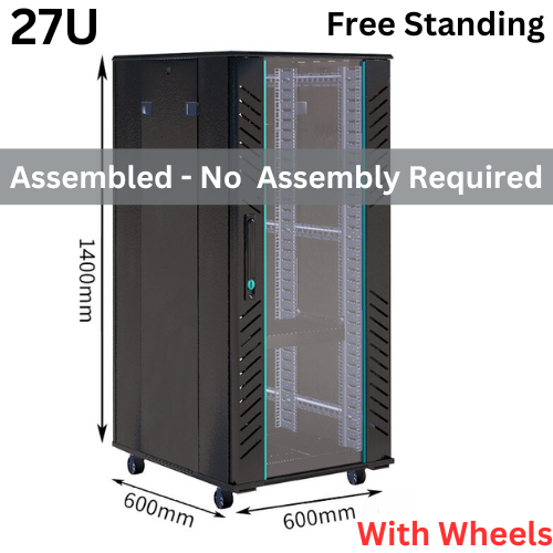 [Assembled] 15U 18U 22U 27U 32U 36U 42U Large Size Heavy Duty Stand Alone Free Standing Network Server CCTV PoE Switch Cabinet Rack Lockable Enclosure - Polar Tech Australia