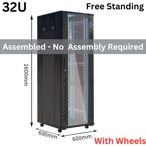 [Assembled] 15U 18U 22U 27U 32U 36U 42U Large Size Heavy Duty Stand Alone Free Standing Network Server CCTV PoE Switch Cabinet Rack Lockable Enclosure - Polar Tech Australia