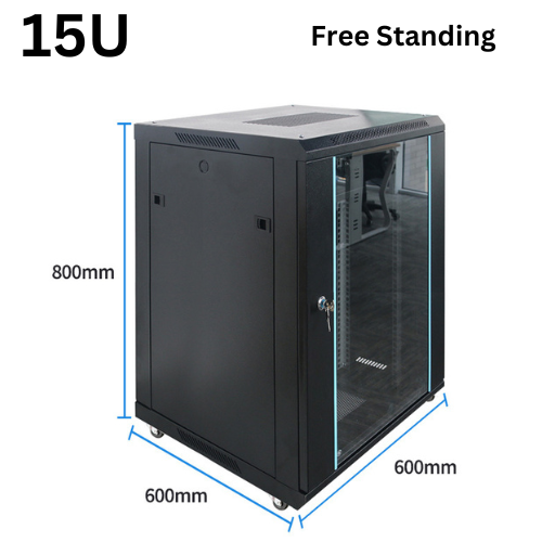 Load image into Gallery viewer, 15U 18U Large Size Heavy Duty Stand Alone Free Standing Network Server CCTV PoE Switch Cabinet Rack Lockable Enclosure - Polar Tech Australia
