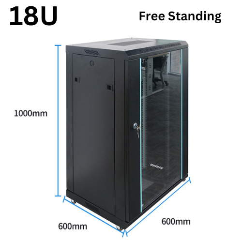 Load image into Gallery viewer, 15U 18U Large Size Heavy Duty Stand Alone Free Standing Network Server CCTV PoE Switch Cabinet Rack Lockable Enclosure - Polar Tech Australia
