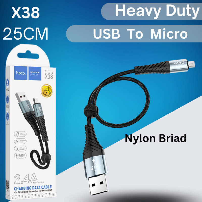 Cargue la imagen en el visor de la galería, [X38][25CM Short][Heavy Duty][USB To Micro] HOCO Universal Traveling Fast Charging USB Cable For Micro Device - Polar Tech Australia
