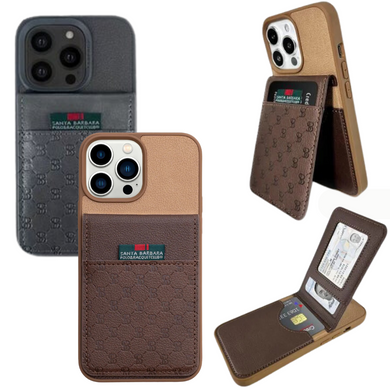 Apple iPhone 15/15 Plus/15 Pro/Max Santa Barbara Polo Racquet Club Hulda Business Style Leather Case with Card Sleeve Men's Gift - Polar Tech Australia