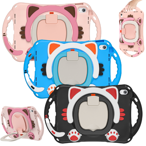 Cargue la imagen en el visor de la galería, Apple iPad Mini 1/2/3/4/5 EVA Kid Friendly Cat Style Heavy Duty Case with Handle Stand Ring - Polar Tech Australia
