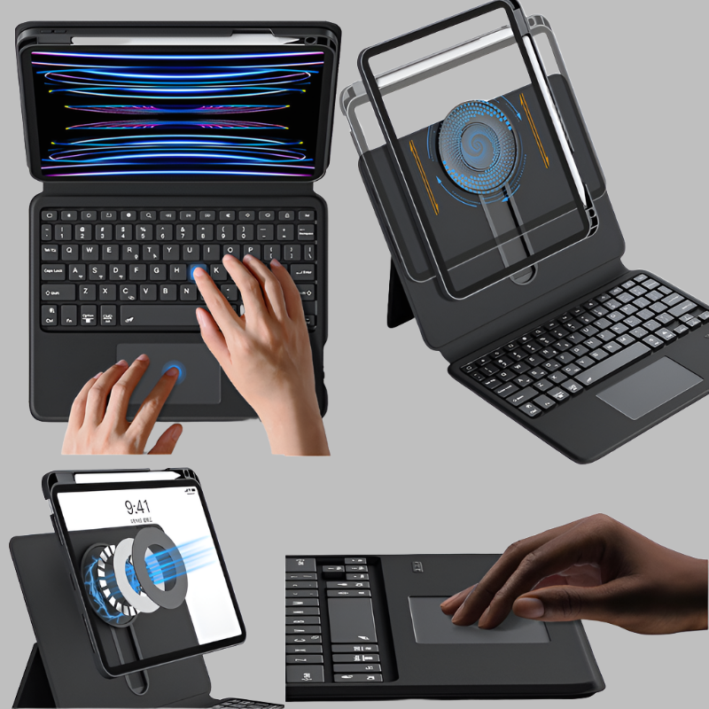 Load image into Gallery viewer, Apple iPad Pro 11&quot; &amp; Air 4/5 10.9&quot;  &amp; Air 6 11&quot; - Magic 360 Rotation Detachable Smart Wireless Trackpad Keyboard Flip Case - Polar Tech Australia
