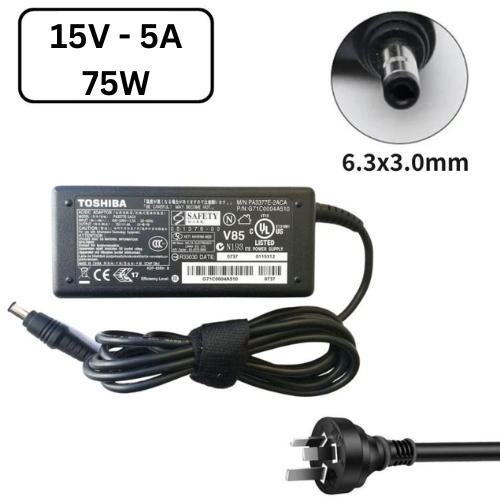 [75W/15V-5A][6.3x3.0] Toshiba Satellite 200 / 300series  AC Power Adapter Laptop Wall Charger (AU Plug)