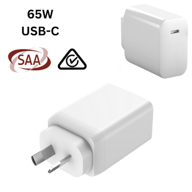 65W Max PD USB-C Port iPhone 16 MacBook Laptop Wall Travelling Charger Adapter - (SAA Approved/AU Plug)