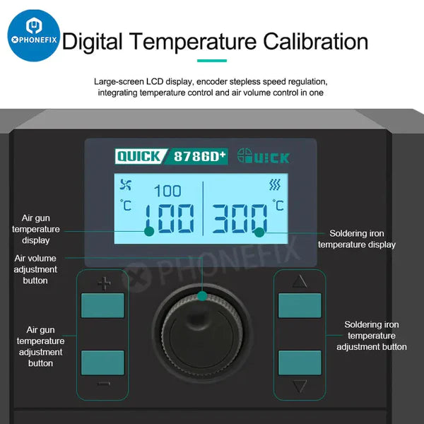 Load image into Gallery viewer, [8786D+] QUICK 700W High Power 2 in 1 Soldering &amp; Heating Hot Air Gun Intelligent SMD Rework Station Soldering Station - Polar Tech Australia
