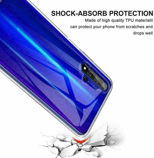 Motorola Moto E6i - AirPillow Cushion Transparent Soft Clear TPU Protective Case With 2PC 9HD Tempered Glass Screen Protector