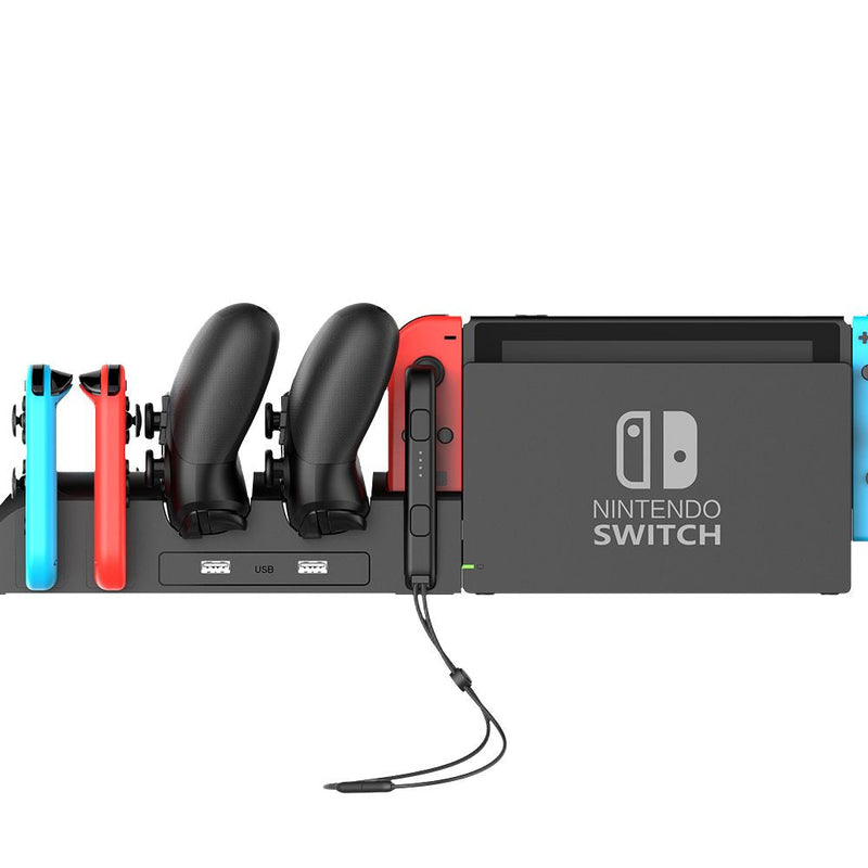 Cargue la imagen en el visor de la galería, Nintendo Switch Joy-Con/Pro 6 in 1 Game Joystick Handle Controller Charging Base - Polar Tech Australia
