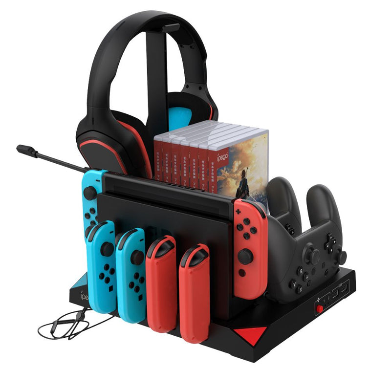 Cargue la imagen en el visor de la galería, Nintendo Switch Joy-Con 9 in 1 Multi-function Vertical Game Controller Charging Station Dock  with Headset/Game Card Stand - Polar Tech Australia
