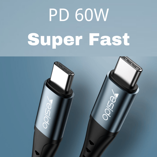 [1.2M] Yesido Heavy Duty Nylon Type-C to Type-C 60W PD Fast Charging Data Cable (CA66) - Polar Tech Australia