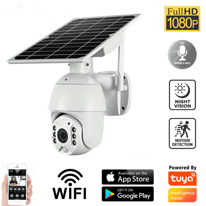 Chargez l&#39;image dans la visionneuse de la galerie, [RSD-Q3-WIFI]][TUYA Smart Home][1080P FHD][WIFI Version] Solar Panel Battery Powered Wireless Wire-Free IP66 Outdoor PTZ Camera - Polar Tech Australia
