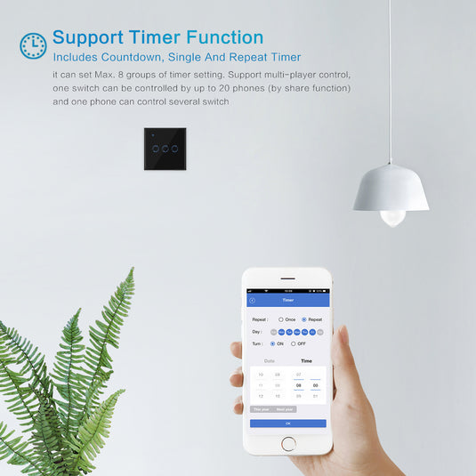 [TUYA Smart Home] TUYA WiFi Smart Touch Switch Home Light Fan Remote Control 1/2/3/4/5/6 Gang Wall Switch Panel - Polar Tech Australia