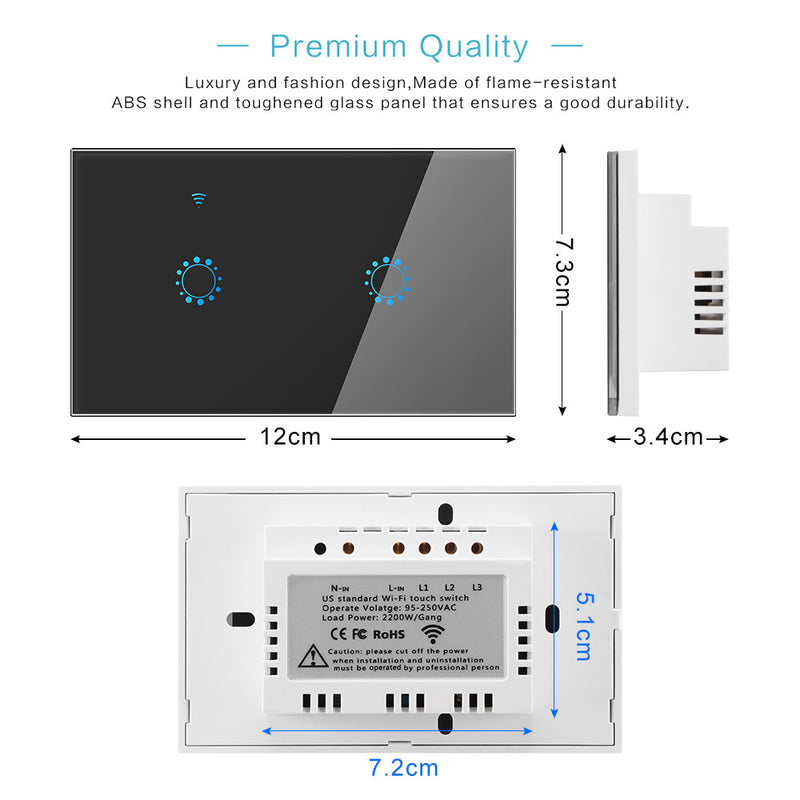 Chargez l&#39;image dans la visionneuse de la galerie, [TUYA Smart Home] TUYA WiFi Smart Touch Switch Home Light Fan Remote Control 1/2/3/4/5/6 Gang Wall Switch Panel - Polar Tech Australia
