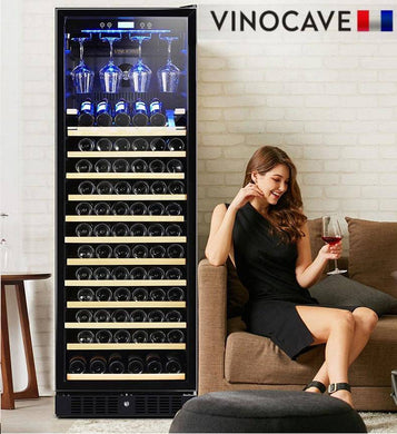 [168 Bottle][450AJP] Vinocave Stainless Steel Freestanding Wine Refrigerator Drink Bar Cooler Fridge - Polar Tech Australia