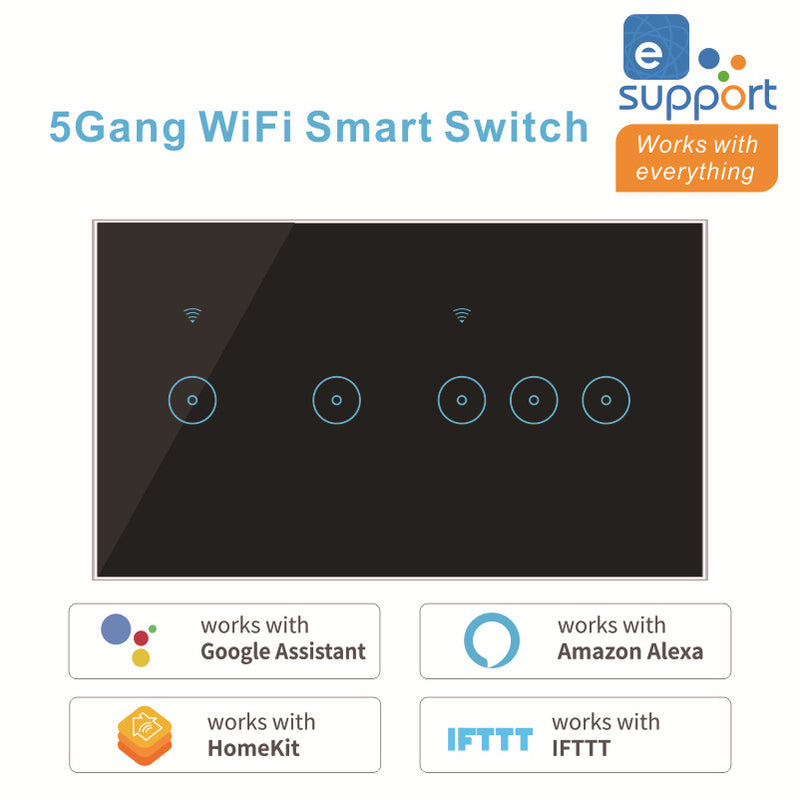 Chargez l&#39;image dans la visionneuse de la galerie, [TUYA Smart Home] TUYA WiFi Smart Touch Switch Home Light Fan Remote Control 1/2/3/4/5/6 Gang Wall Switch Panel - Polar Tech Australia
