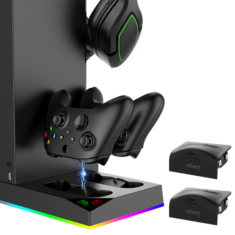 Chargez l&#39;image dans la visionneuse de la galerie, Xbox Series X - All in One Multi Function Cooling Fan RGB Light battery Backup Kit Vertical Charging Stand - Polar Tech Australia
