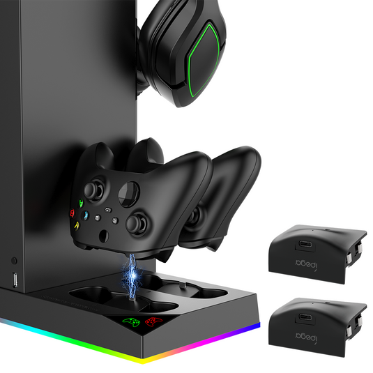 Xbox Series X - All in One Multi Function Cooling Fan RGB Light battery Backup Kit Vertical Charging Stand - Polar Tech Australia