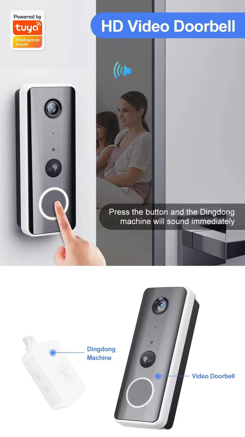 Cargue la imagen en el visor de la galería, [Tuya Smart Home][With Chime] Tuya 2K Ultra HD Smart Doorbell Camera Wireless Wifi Doorbell Two Way Audio Intercom App Control - Polar Tech Australia
