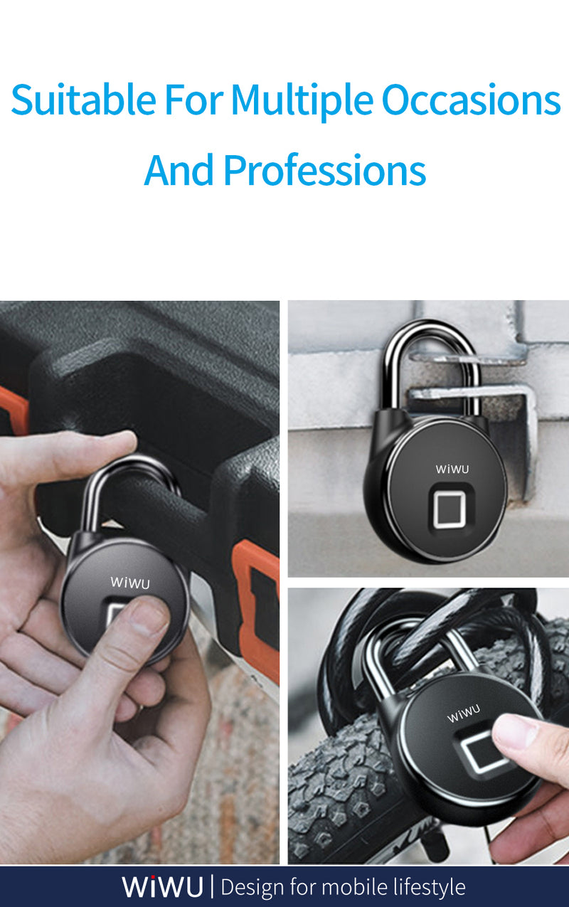 Cargue la imagen en el visor de la galería, WIWU S5 IP65 Waterproof Smart Rechargeable Fingerprint Padlock For Door Bicycle Bag Cabinets - Polar Tech Australia
