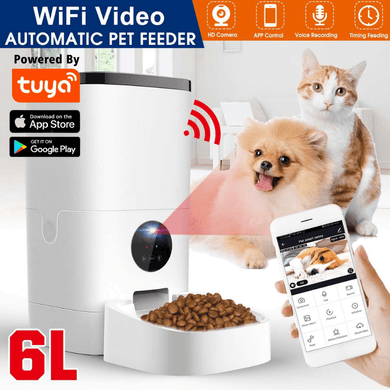 [TUYA Smart Home] 6L Large Pet Cat Dog Smart Automatic Auto Feeder Food Dispenser With HD Camera With APP Control - Polar Tech Australia