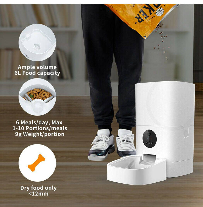 Load image into Gallery viewer, [TUYA Smart Home] 6L Large Pet Cat Dog Smart Automatic Auto Feeder Food Dispenser With HD Camera With APP Control - Polar Tech Australia
