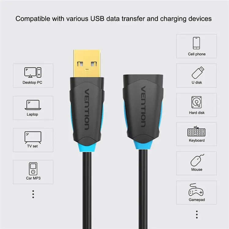 Cargue la imagen en el visor de la galería, Xbox One PC VENTION CBCBI Gold Plated USB 2.0 Extension Data Cable - Polar Tech Australia
